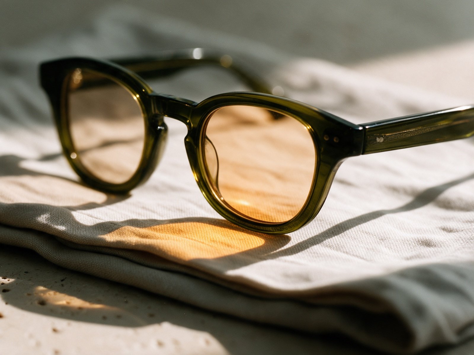 Warm light passing through the amber lens