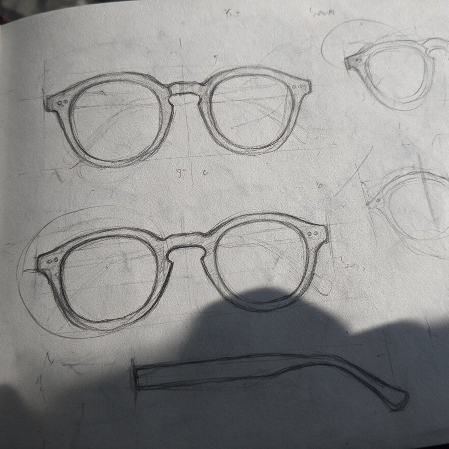 Pencil sketches of the Bohemian in a sketchbook
